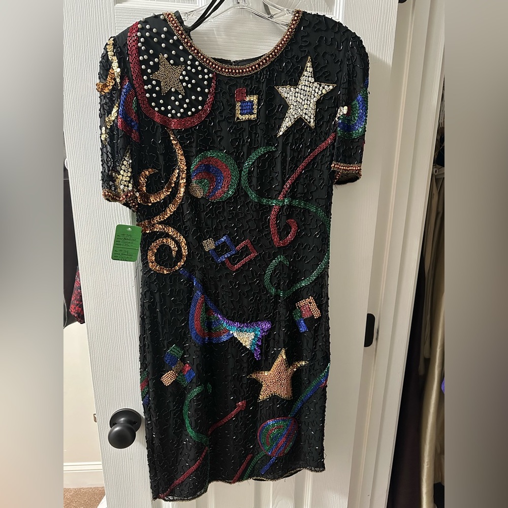 Vintage Nadine boutique silk beaded sequin dress